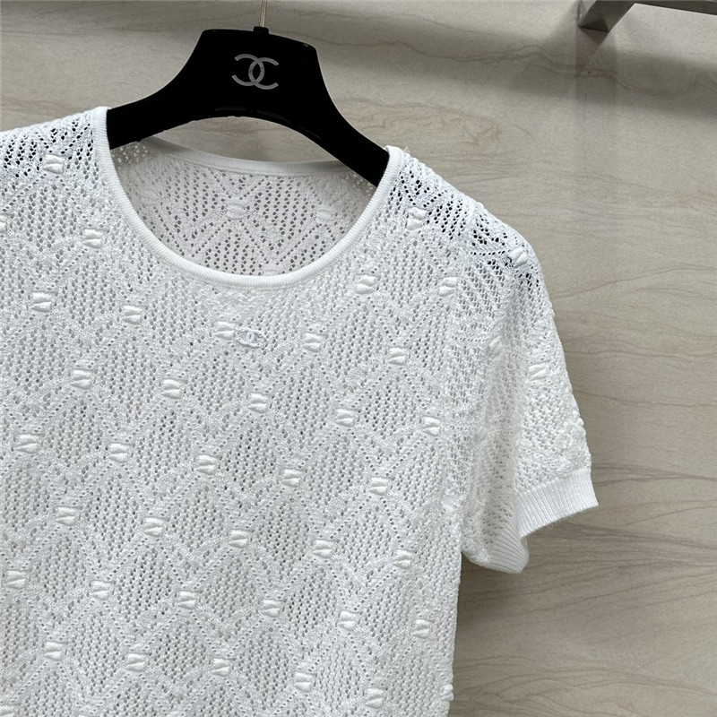 Ch**el hollow crochet knitted short-sleeved top