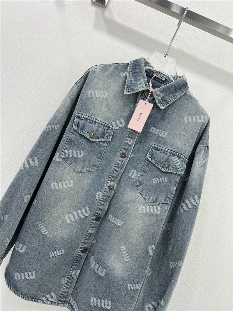 M1um1u letter jacquard denim shirt
