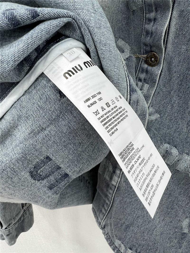 M1um1u letter jacquard denim shirt