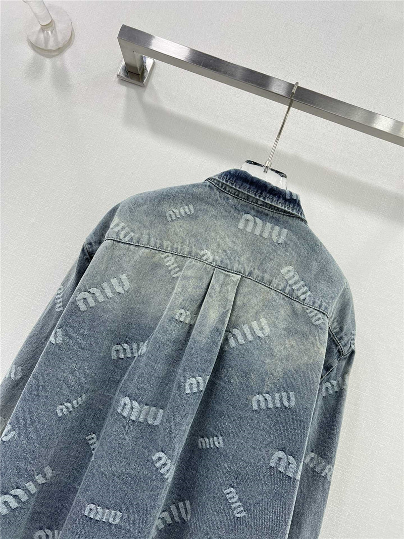 M1um1u letter jacquard denim shirt