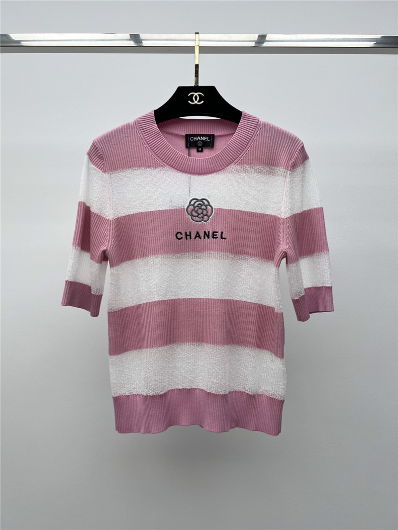 Ch**el logo striped knitted t-shirt