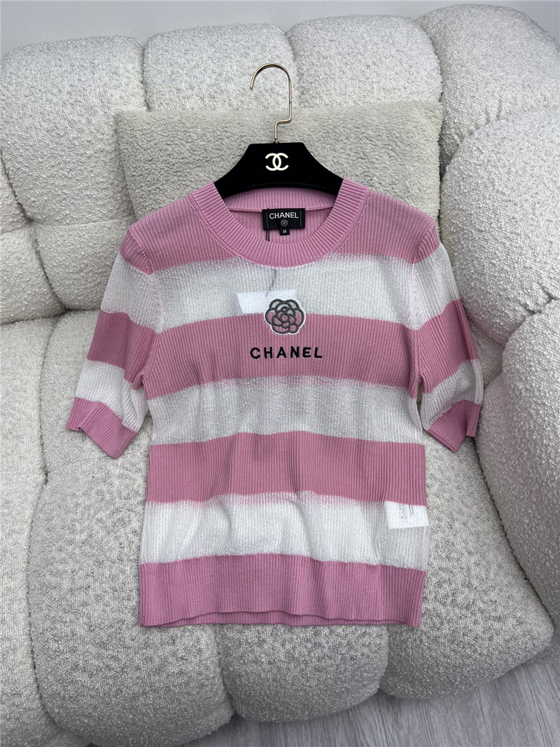 Ch**el logo striped knitted t-shirt