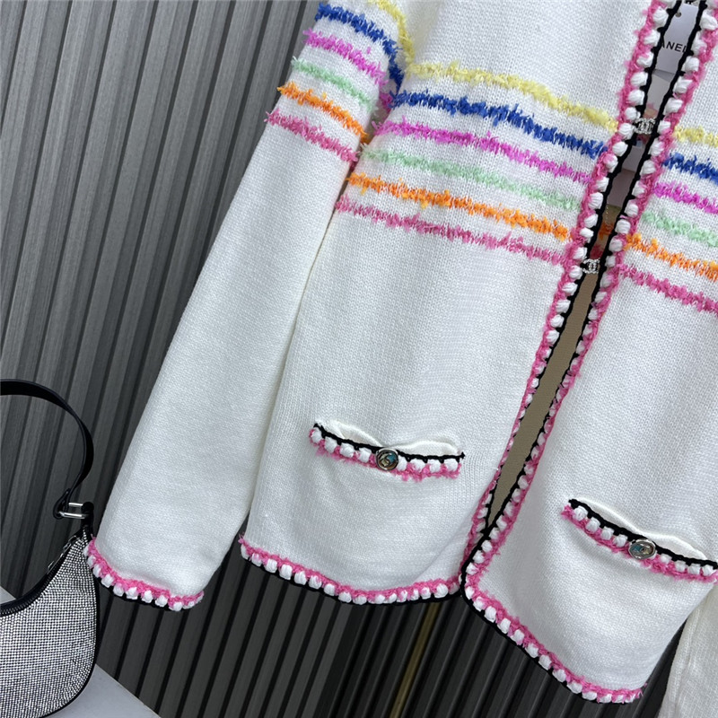 Ch**el rainbow striped knitted cardigan
