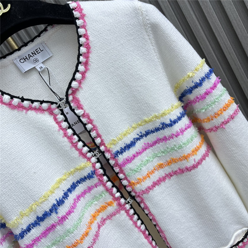 Ch**el rainbow striped knitted cardigan