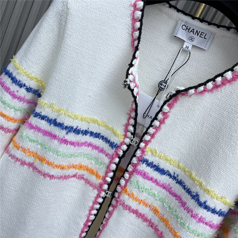 Ch**el rainbow striped knitted cardigan