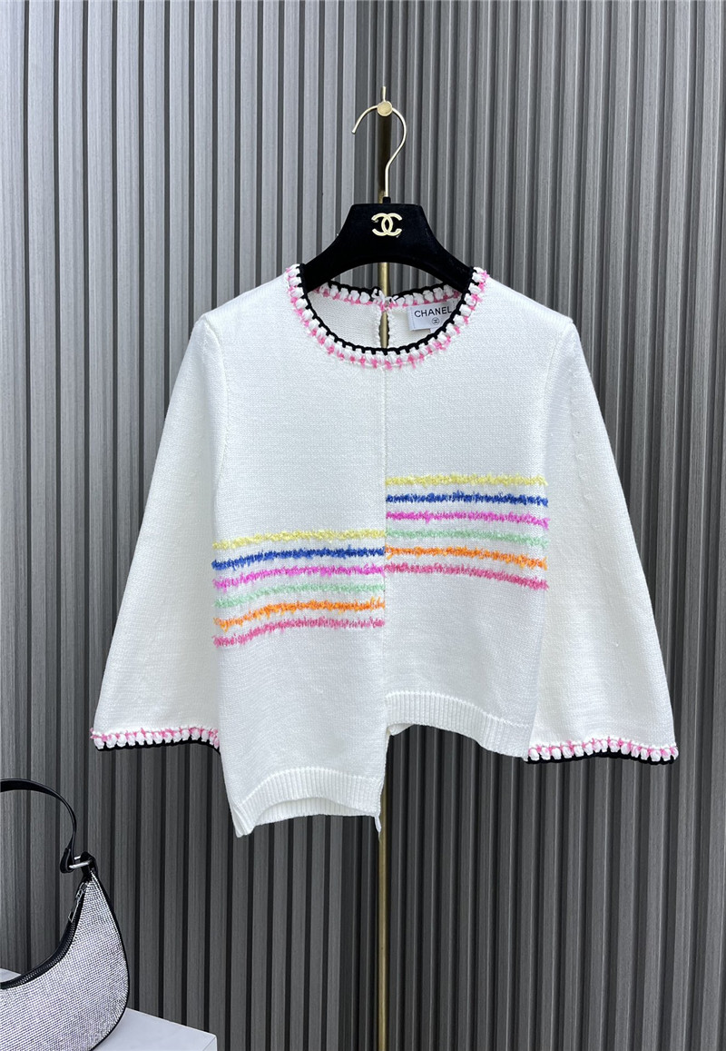 Ch**el striped mismatched color knitted top