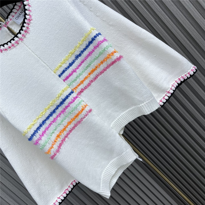 Ch**el striped mismatched color knitted top