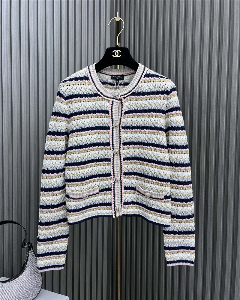 Ch**el contrast striped knitted cardigan