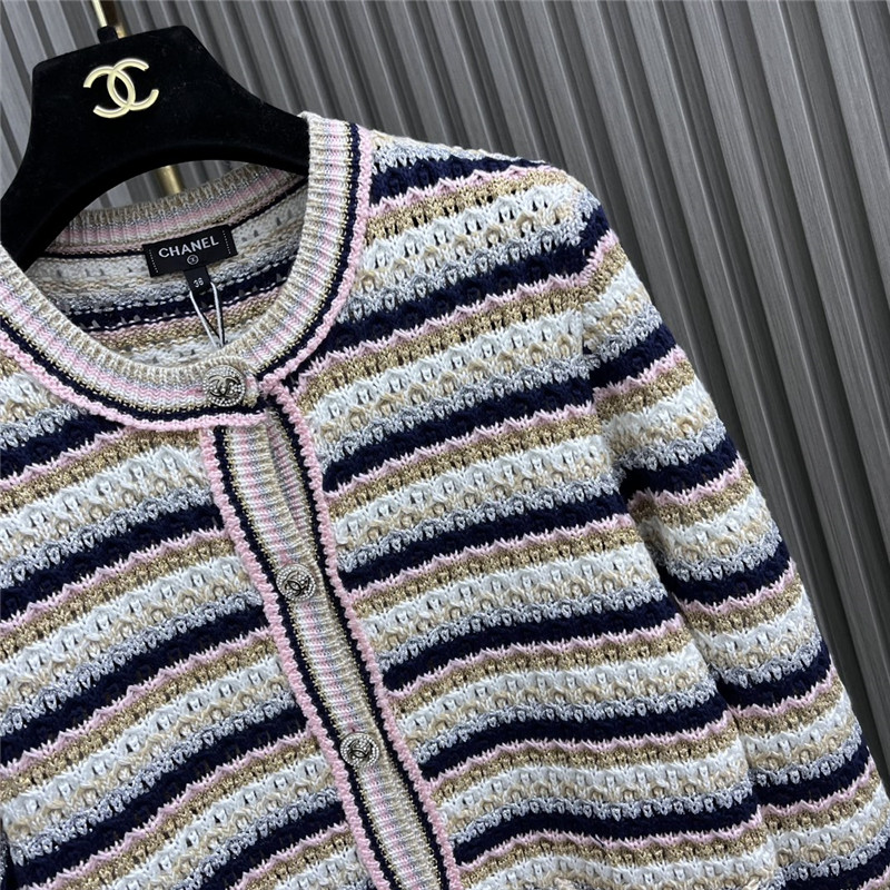 Ch**el contrast striped knitted cardigan