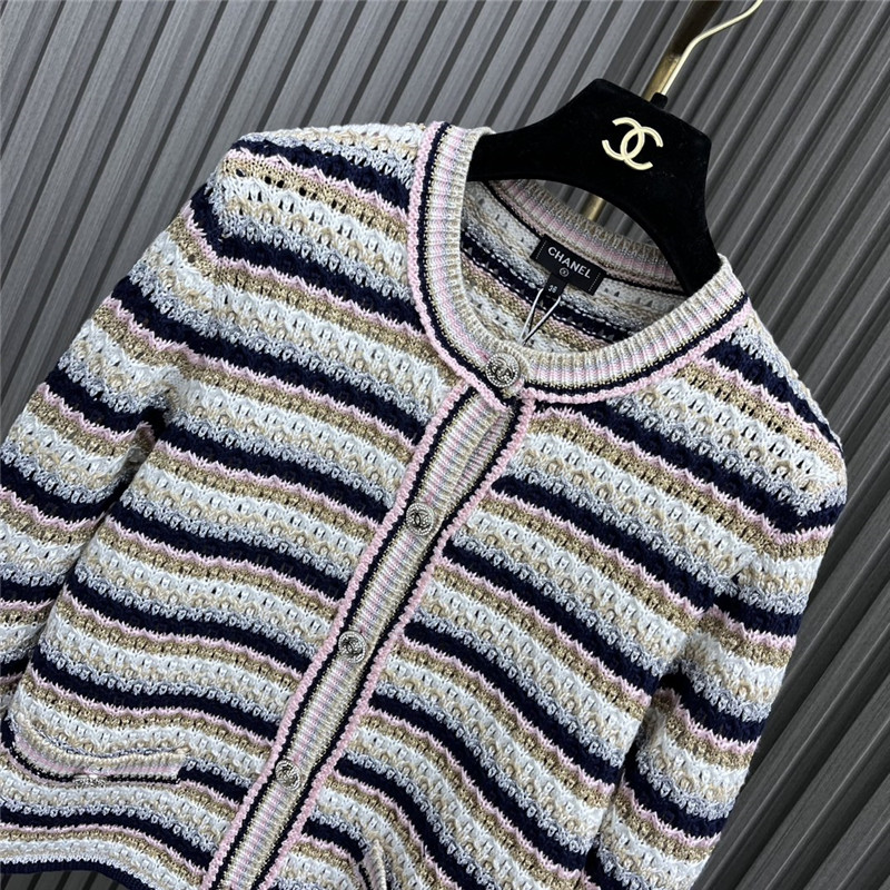 Ch**el contrast striped knitted cardigan