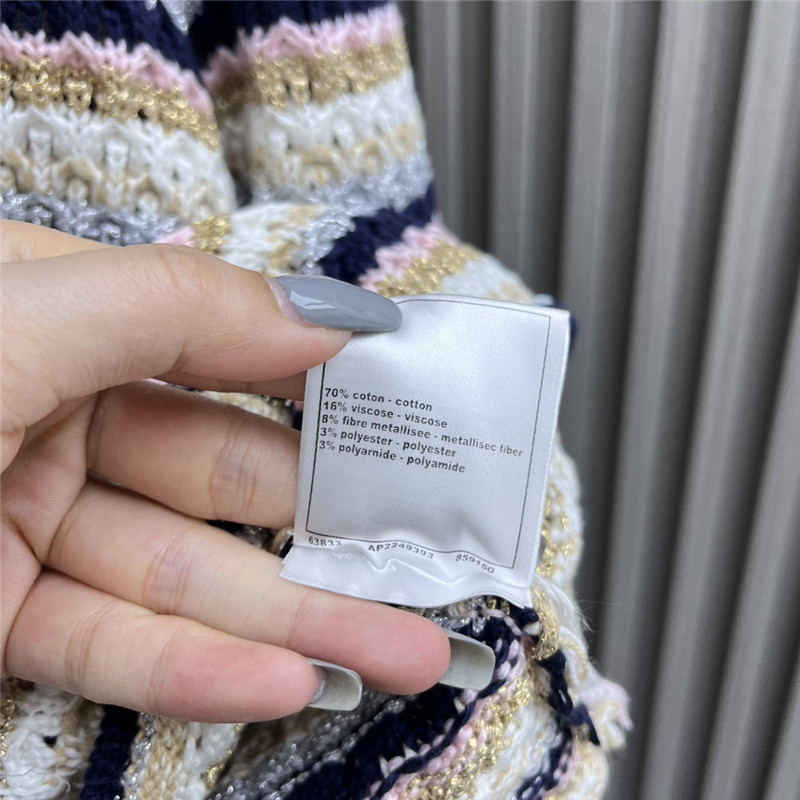 Ch**el contrast striped knitted cardigan