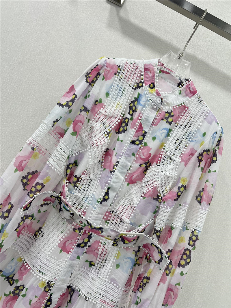 zimm printed patchwork belted slim dress