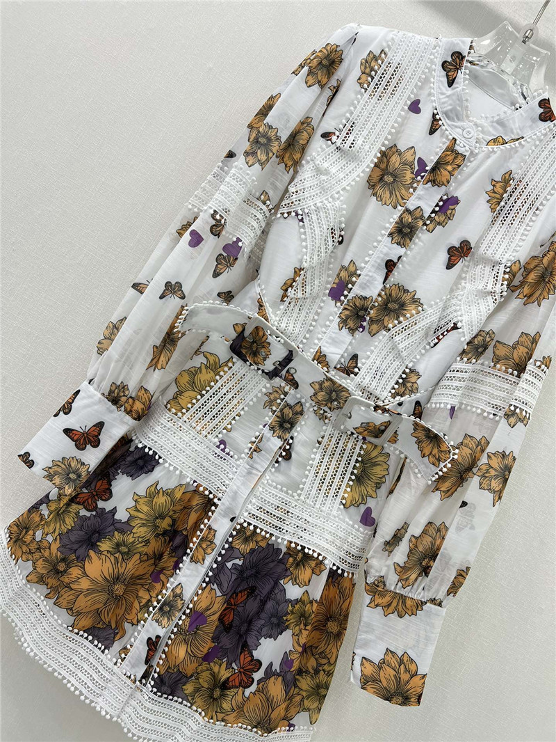 zimm printed patchwork belted slim dress