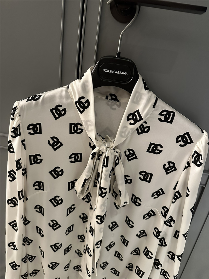 Dolce & Gabbana d&g logo silk satin print shirt