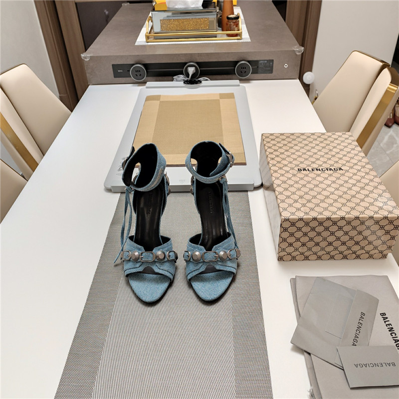 Ba1en*iaga washed denim new color rivet series high heels