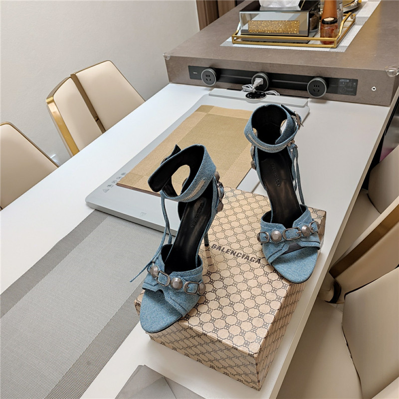 Ba1en*iaga washed denim new color rivet series high heels