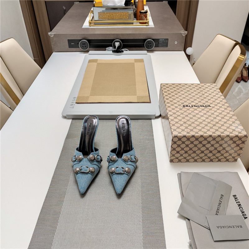 Ba1en*iaga washed denim new color rivet series high heels