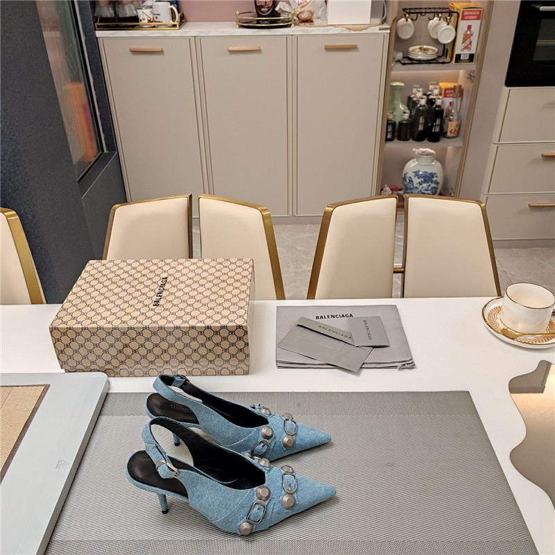 Ba1en*iaga washed denim new color rivet series high heels