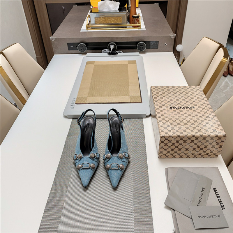 Ba1en*iaga washed denim new color rivet series high heels