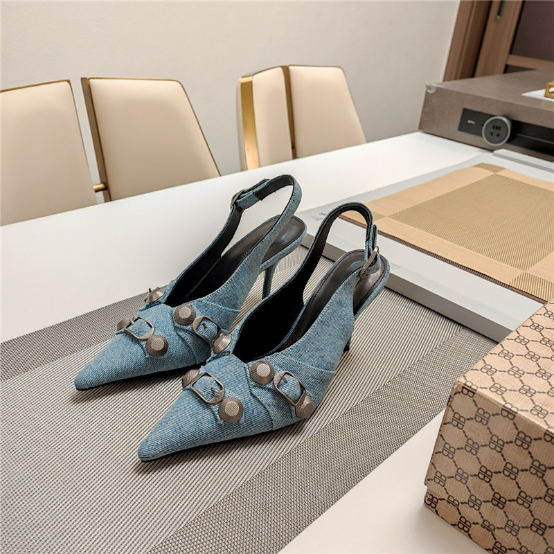 Ba1en*iaga washed denim new color rivet series high heels