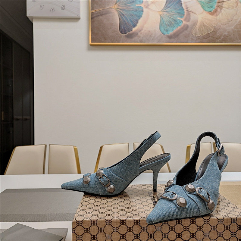 Ba1en*iaga washed denim new color rivet series high heels