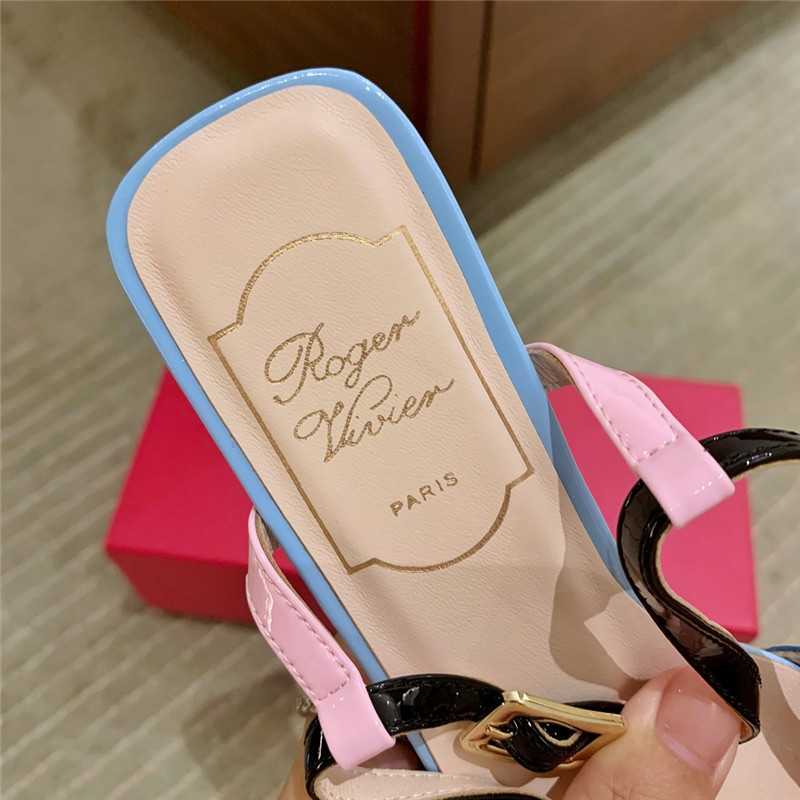 Roger vivier new patent leather block heel sandals