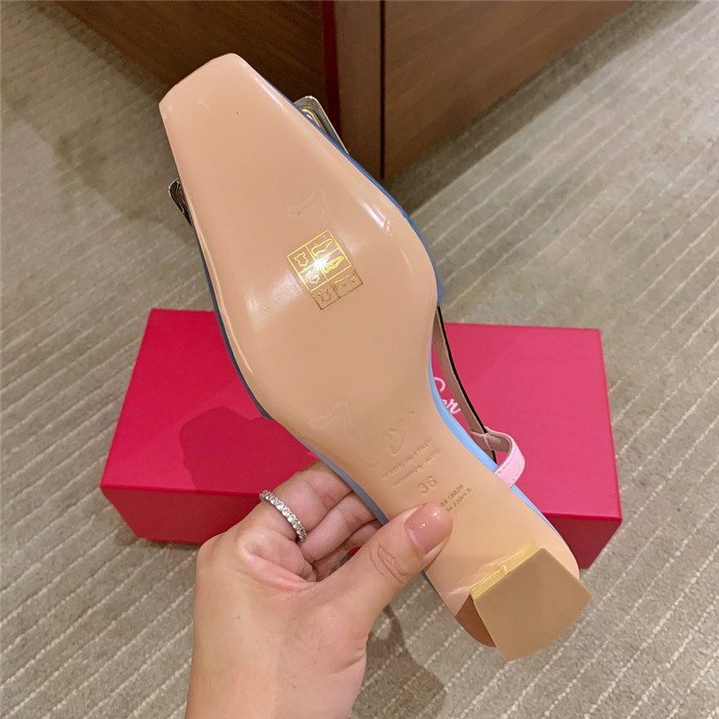 Roger vivier new patent leather block heel sandals