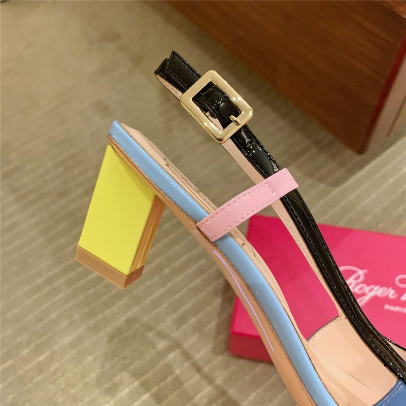 Roger vivier new patent leather block heel sandals