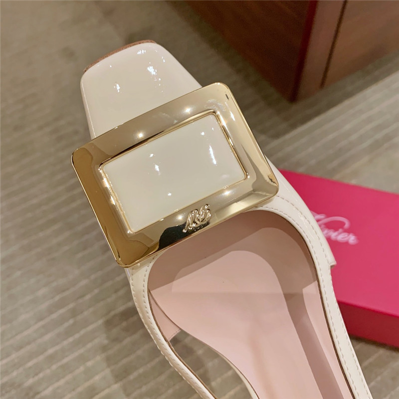 Roger vivier new patent leather block heel sandals