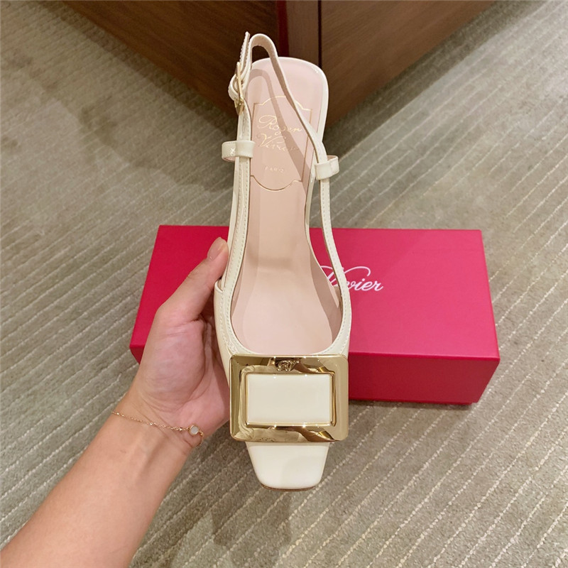 Roger vivier new patent leather block heel sandals