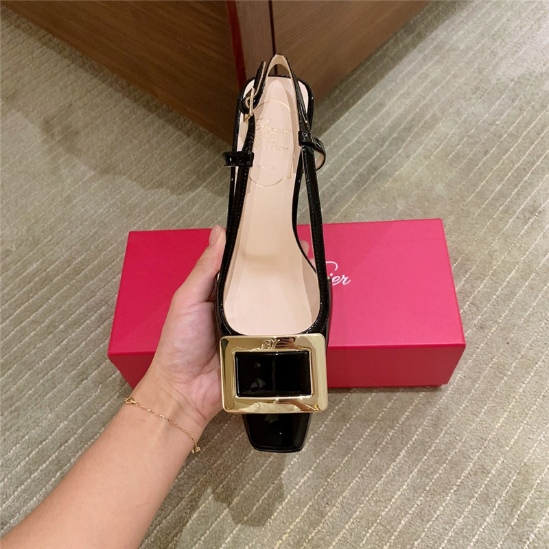 Roger vivier new patent leather block heel sandals
