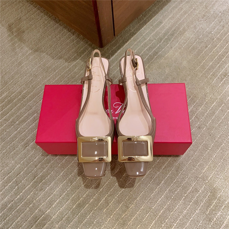 Roger vivier new patent leather block heel sandals