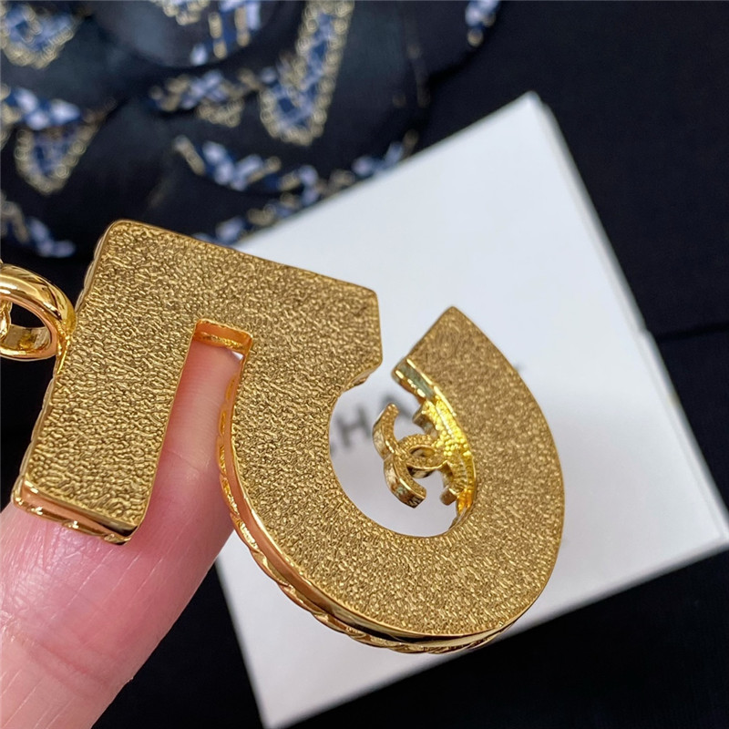 Ch**el denim 5 word double c necklace