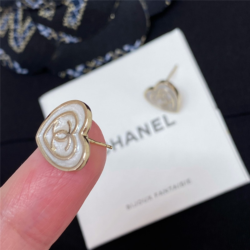 Ch**el double circle enamel small love earrings