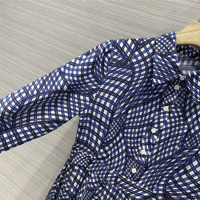 tory burch 3D geometric advanced blue plaid printed silk dress