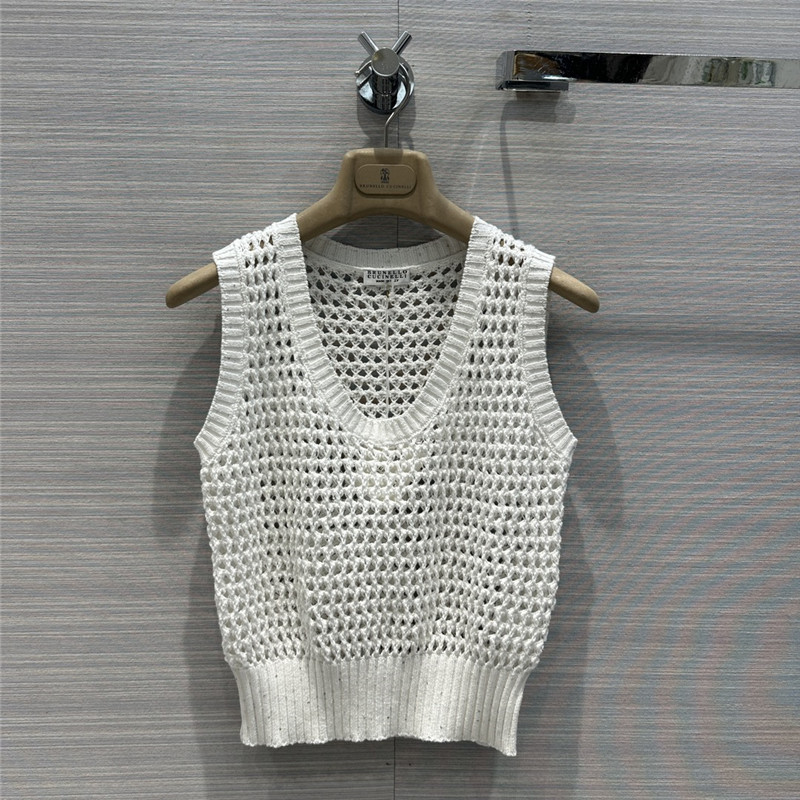 BC sequined cotton yarn round neck vest