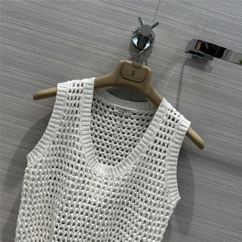 BC sequined cotton yarn round neck vest