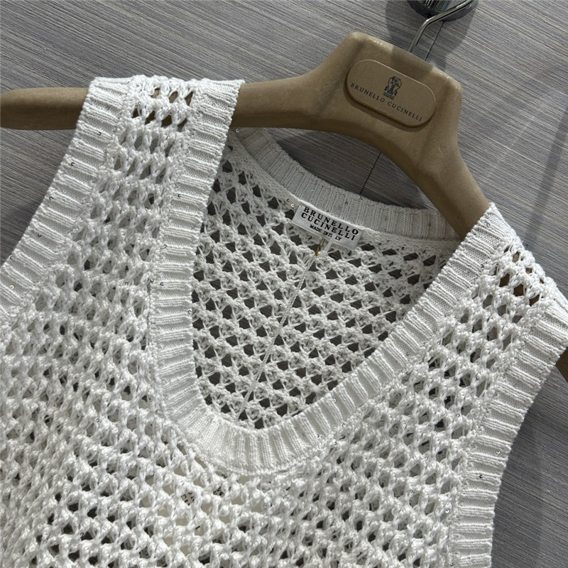 BC sequined cotton yarn round neck vest