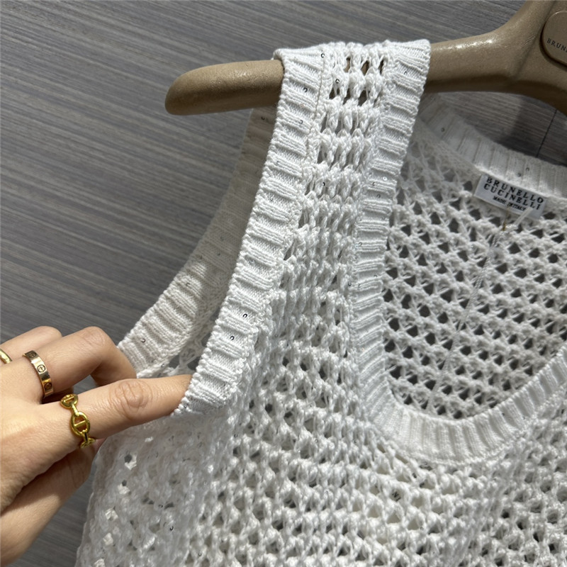 BC sequined cotton yarn round neck vest