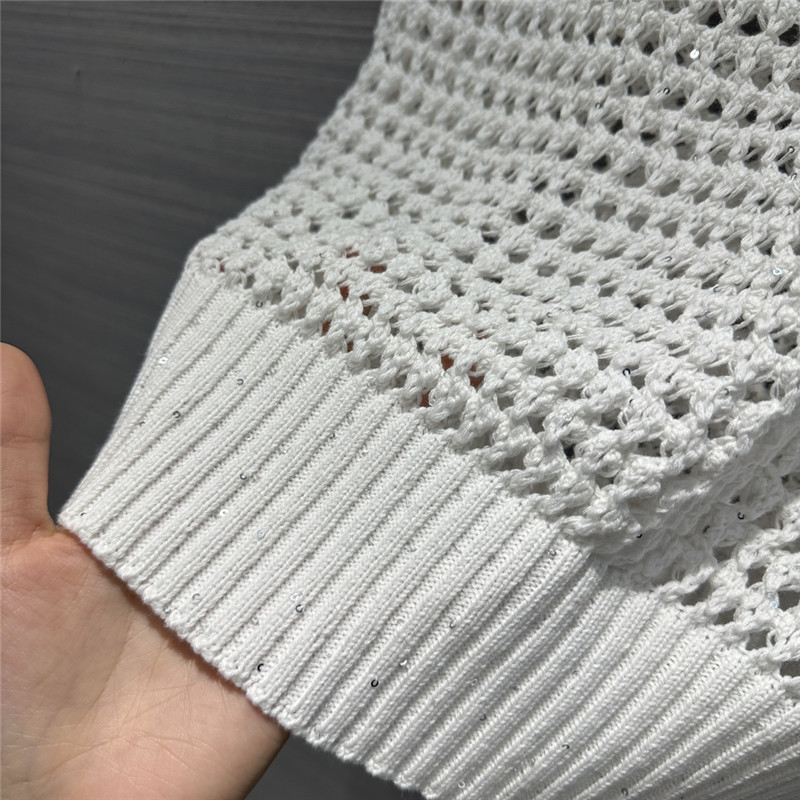 BC sequined cotton yarn round neck vest