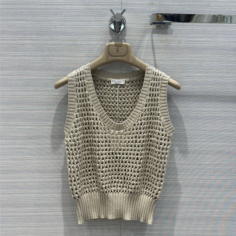 BC sequined cotton yarn round neck vest