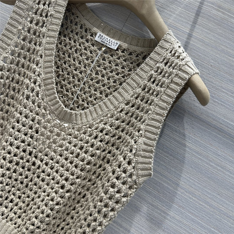 BC sequined cotton yarn round neck vest