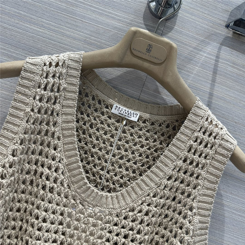 BC sequined cotton yarn round neck vest