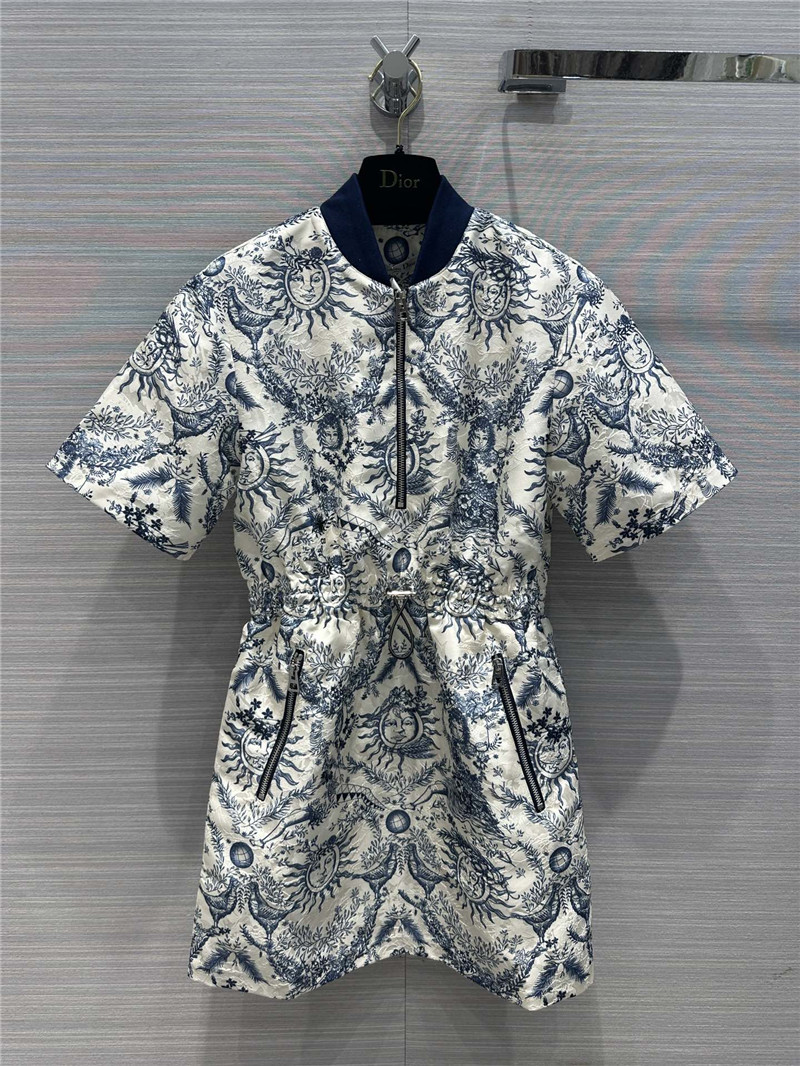 D10r sun god positioning print pattern oblique jacquard dress