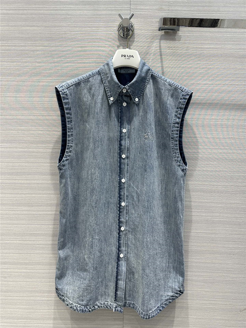 prada premium denim vest shirt