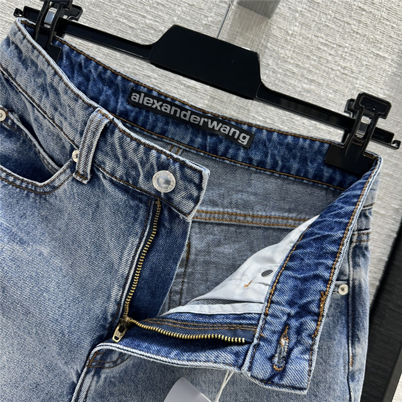 A1exa*der wang 3d embossed lettering denim shorts