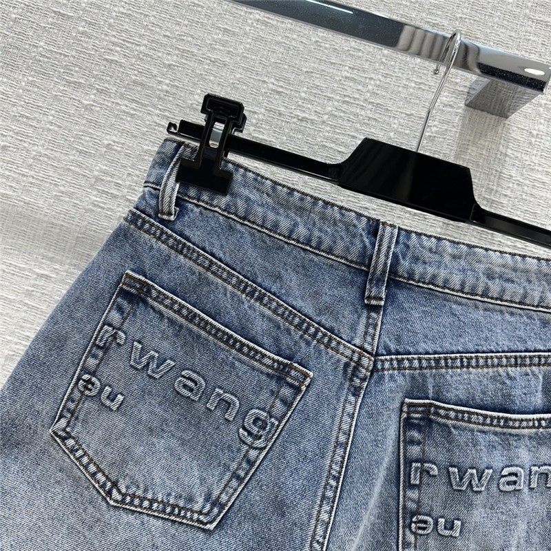 A1exa*der wang 3d embossed lettering denim shorts