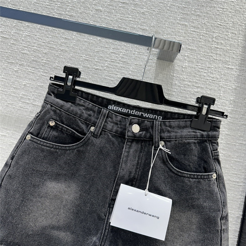 A1exa*der wang 3d embossed lettering denim shorts