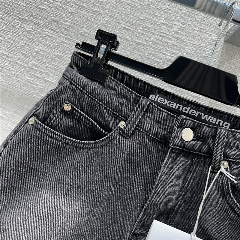 A1exa*der wang 3d embossed lettering denim shorts