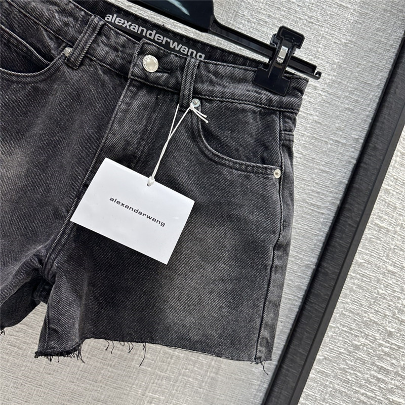 A1exa*der wang 3d embossed lettering denim shorts